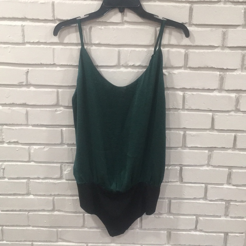 Green silk body suit